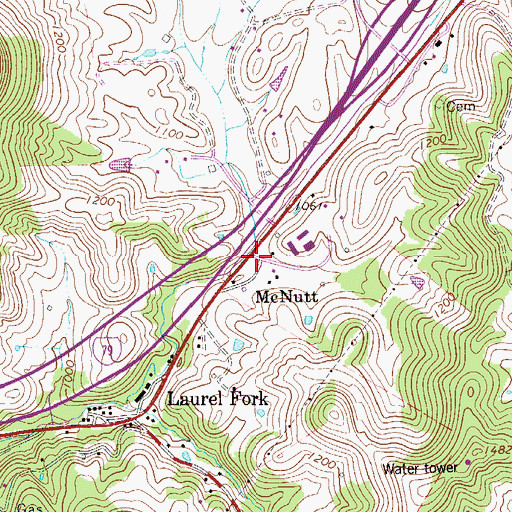 Topographic Map of McNutt, WV