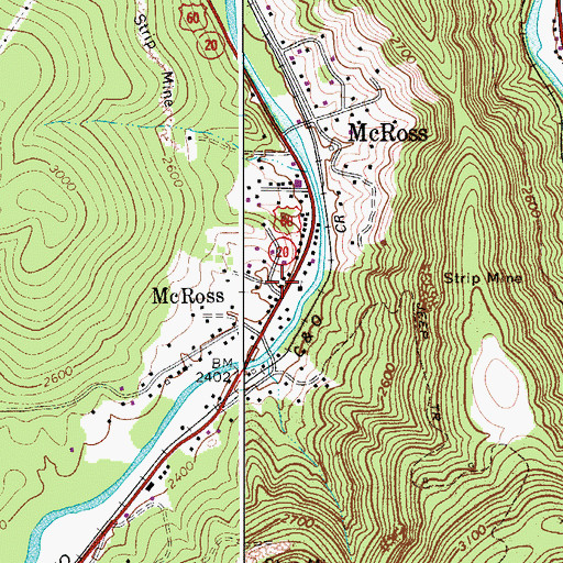 Topographic Map of McRoss, WV