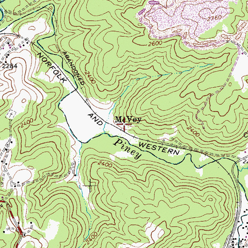 Topographic Map of McVey, WV