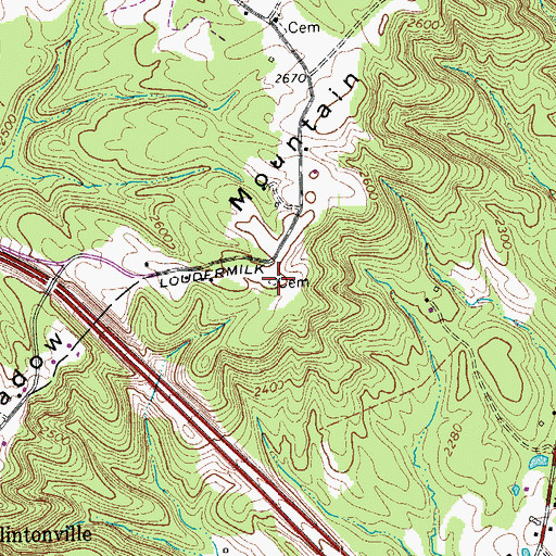 Topographic Map of Meadow Mountain, WV