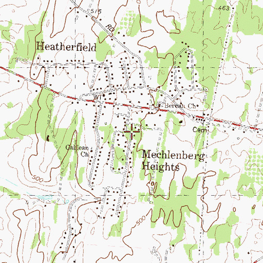 Topographic Map of Mechlenberg Heights, WV
