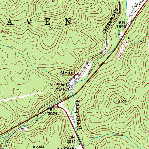 Topographic Map of Medo, WV