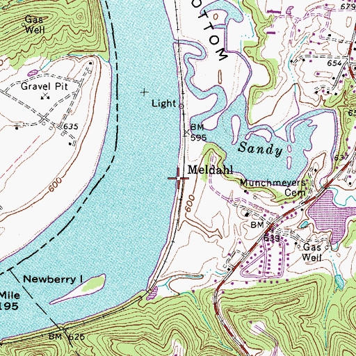 Topographic Map of Meldahl, WV