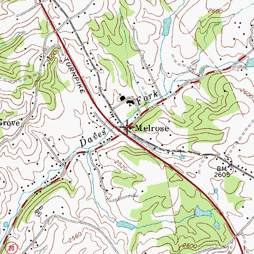 Topographic Map of Melrose, WV
