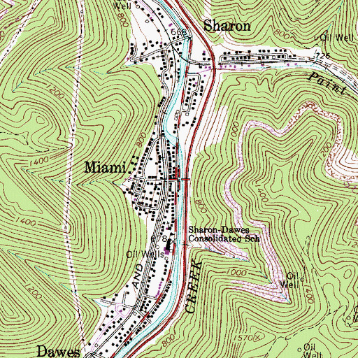 Topographic Map of Miami, WV