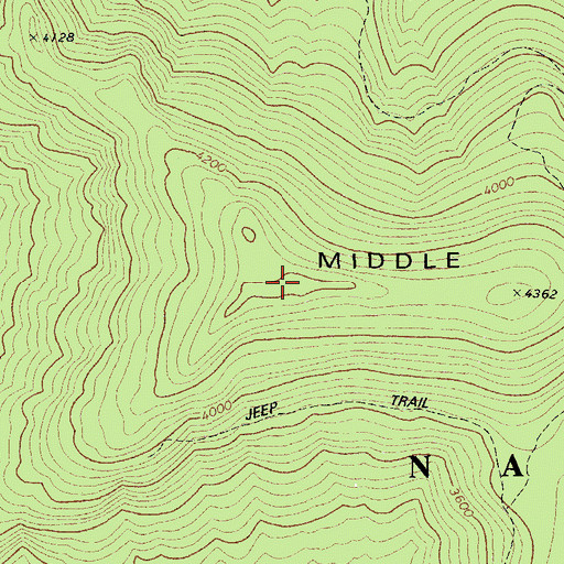 Topographic Map of Middle Mountain, WV