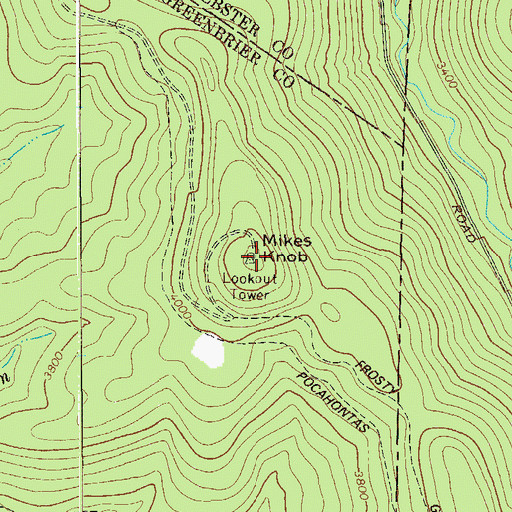 Topographic Map of Mikes Knob, WV