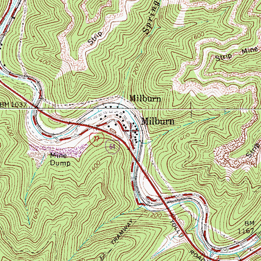 Topographic Map of Milburn, WV