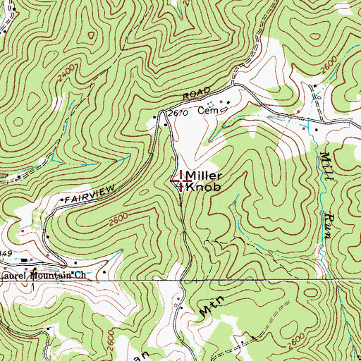 Topographic Map of Miller Knob, WV