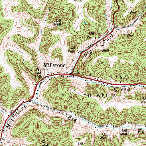 Topographic Map of Millstone, WV