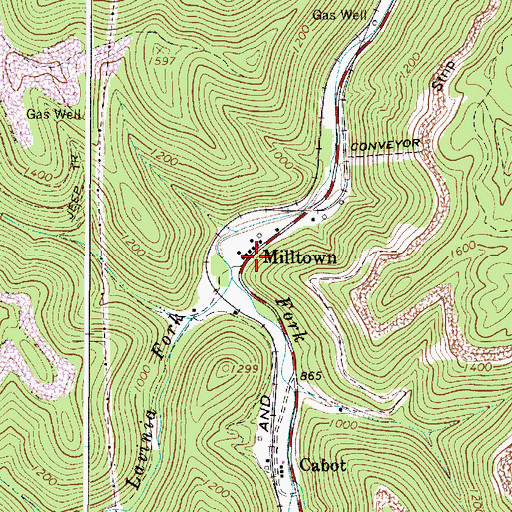 Topographic Map of Milltown, WV