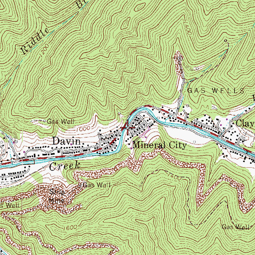 Topographic Map of Mineral City, WV