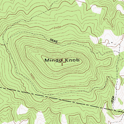 Topographic Map of Mingo Knob, WV