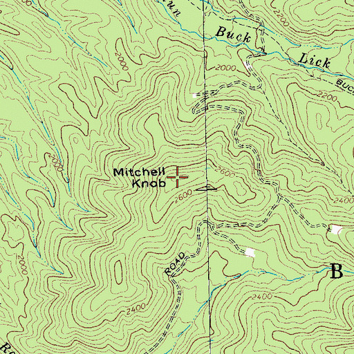 Topographic Map of Mitchell Knob, WV