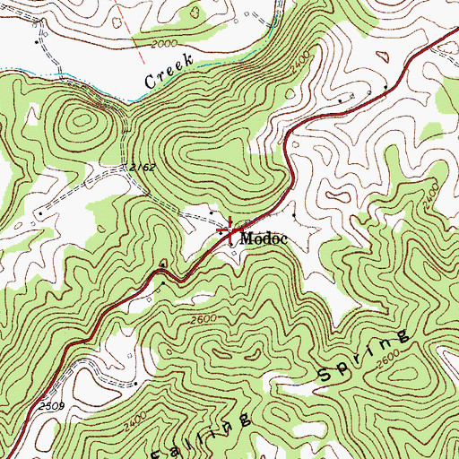 Topographic Map of Modoc, WV