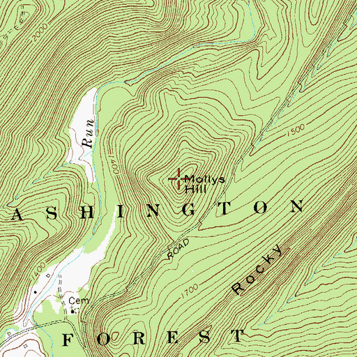 Topographic Map of Mollys Hill, WV