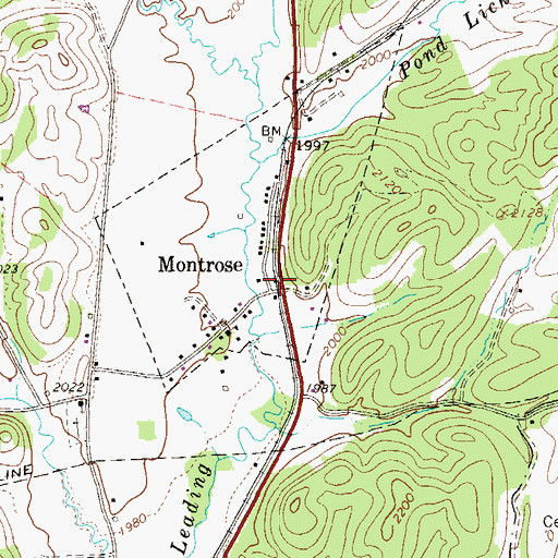 Topographic Map of Montrose, WV