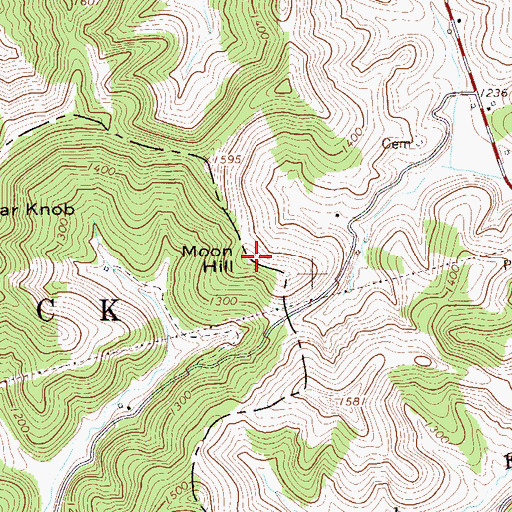 Topographic Map of Moon Hill, WV