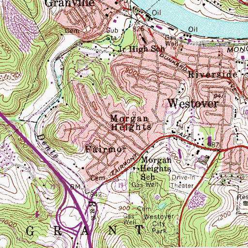 Topographic Map of Morgan Heights, WV