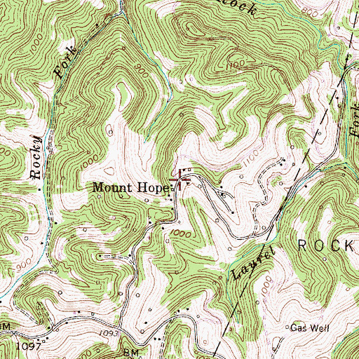 Topographic Map of Mount Hope, WV