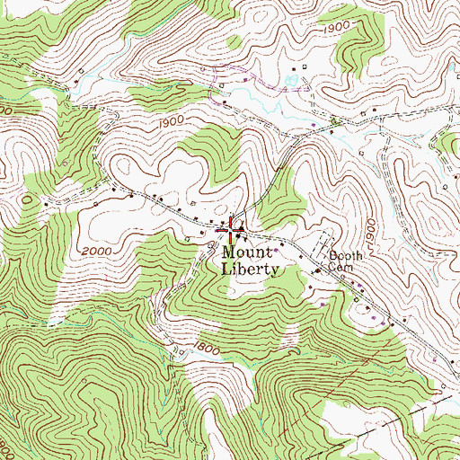 Topographic Map of Mount Liberty, WV