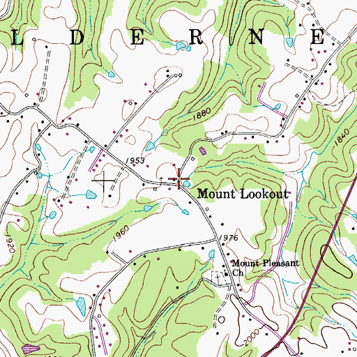 Topographic Map of Mount Lookout, WV
