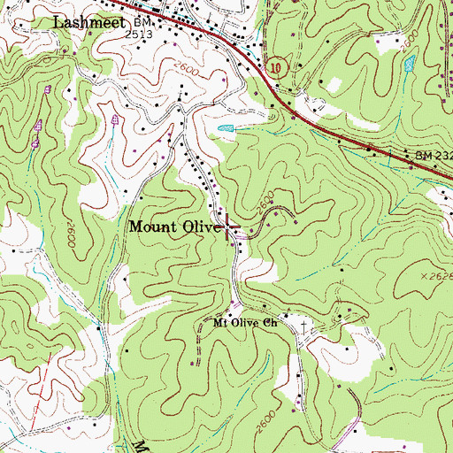 Topographic Map of Mount Olive, WV