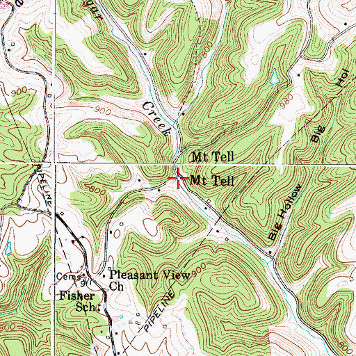Topographic Map of Mount Tell, WV