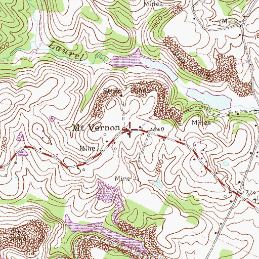 Topographic Map of Mount Vernon, WV