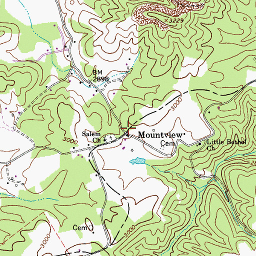 Topographic Map of Mountview, WV