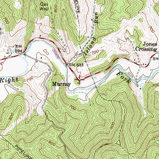 Topographic Map of Murray, WV