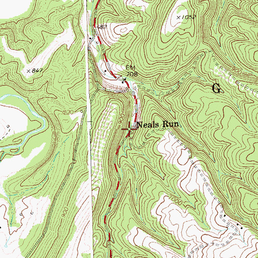 Topographic Map of Neals Run, WV