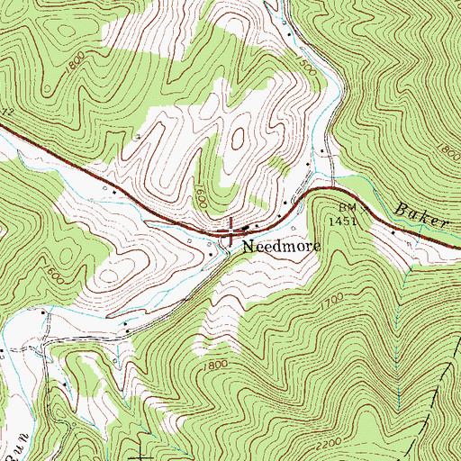 Topographic Map of Needmore, WV