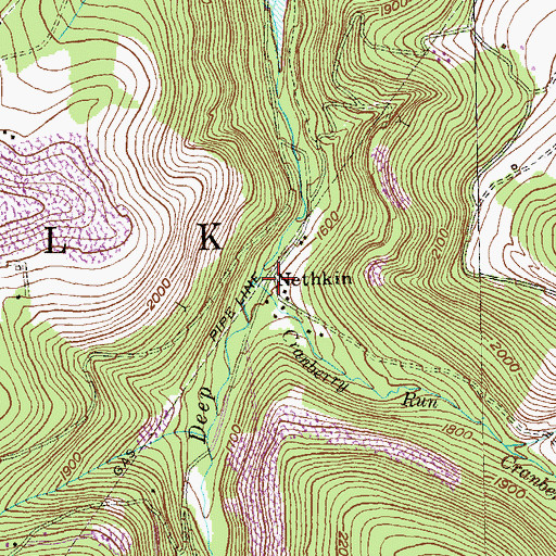 Topographic Map of Nethkin, WV