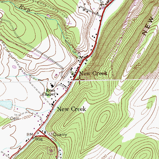 Topographic Map of New Creek, WV