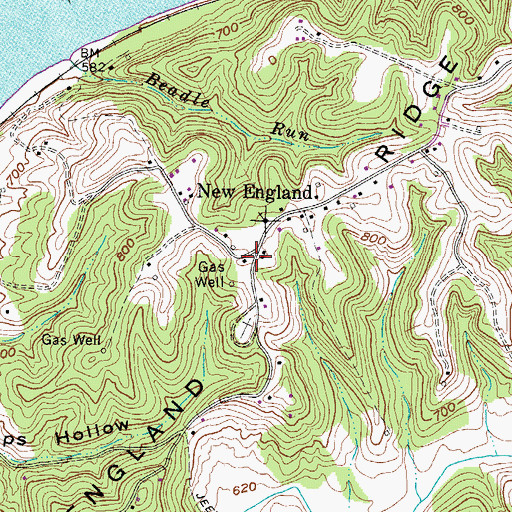 Topographic Map of New England, WV