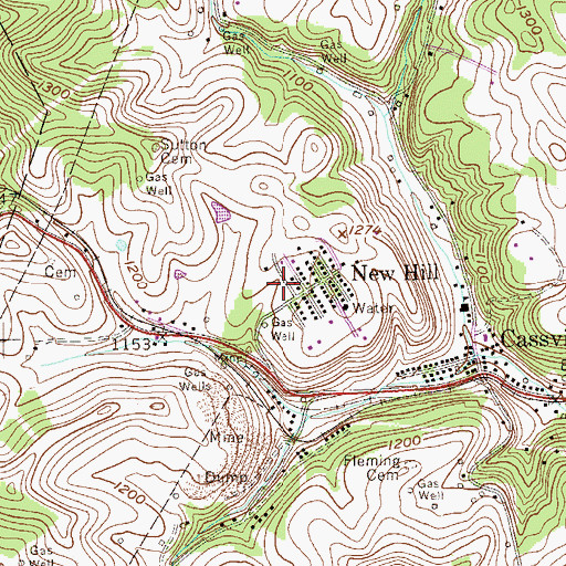 Topographic Map of New Hill, WV