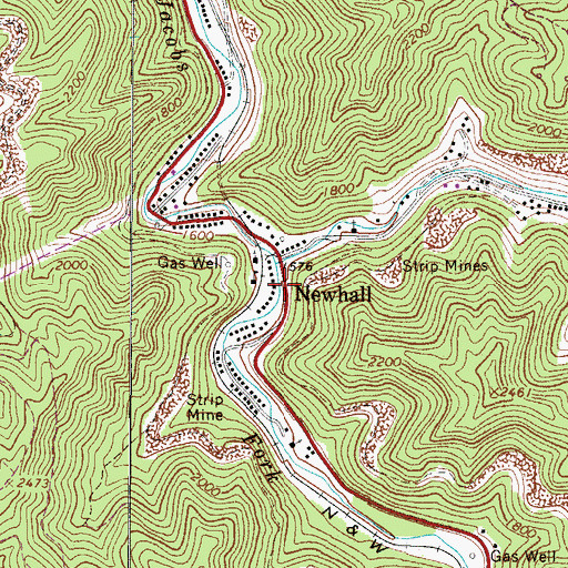 Topographic Map of Newhall, WV