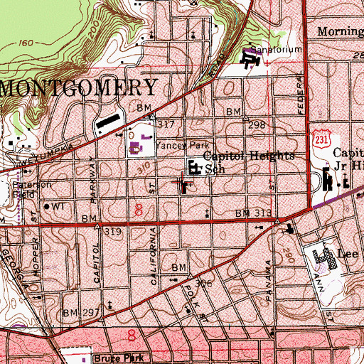 Topographic Map of Capitol Heights United Methodist Church, AL
