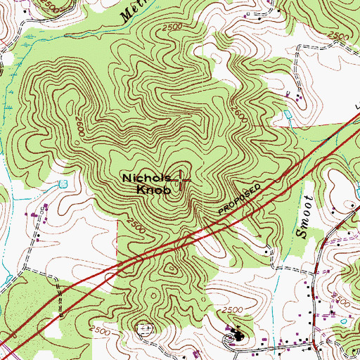 Topographic Map of Nichols Knob, WV