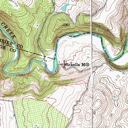 Topographic Map of Nickells Mill, WV