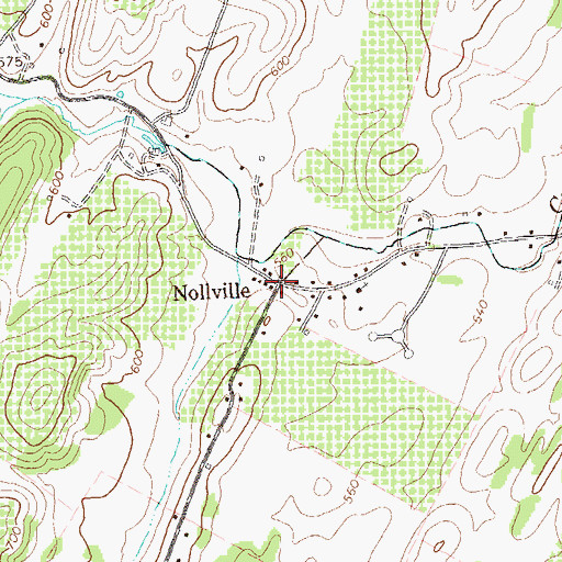 Topographic Map of Nollville, WV