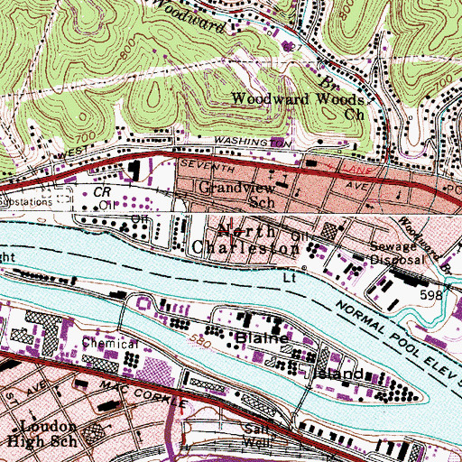 Topographic Map of North Charleston, WV