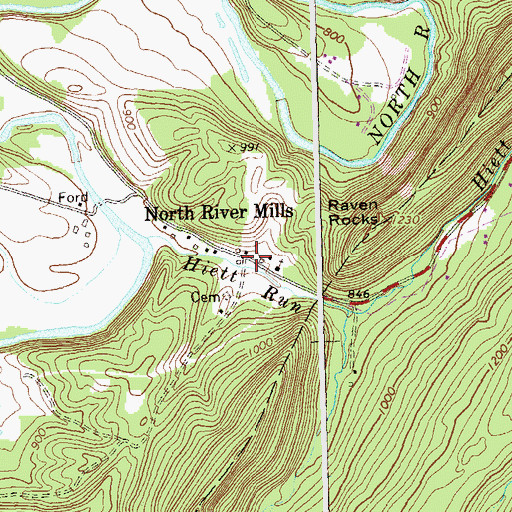 Topographic Map of North River Mills, WV