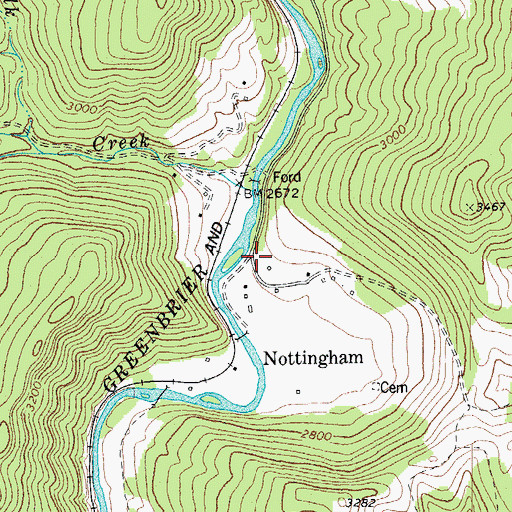 Topographic Map of Nottingham, WV