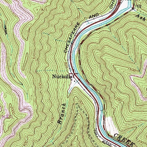 Topographic Map of Nuckolls, WV