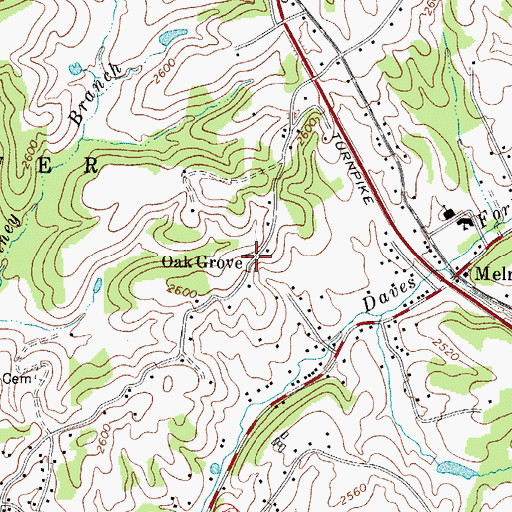 Topographic Map of Oak Grove, WV