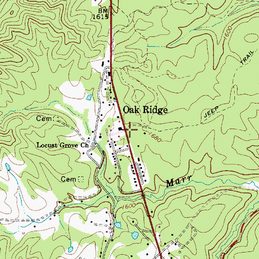 Topographic Map of Oak Ridge, WV