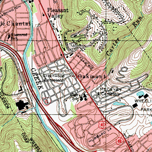 Topographic Map of Oakmont, WV