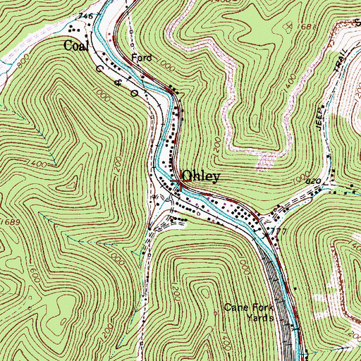 Topographic Map of Ohley, WV